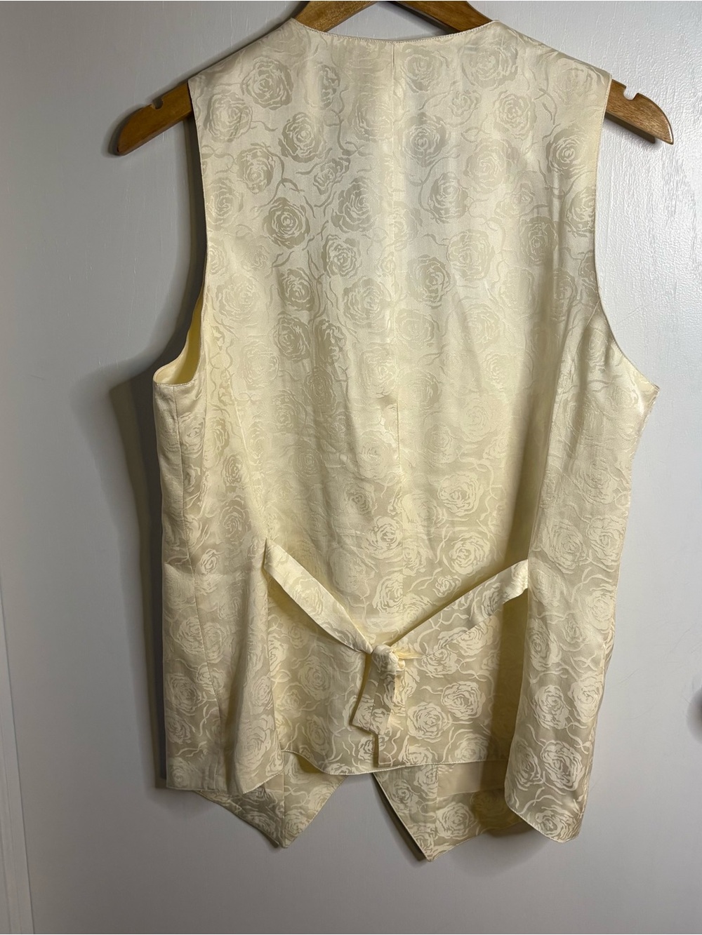 Vintage Anna & Frank Sz M Ivory Floral Brocade Silk V-Neck Vest Button Boho - Picture 3 of 6